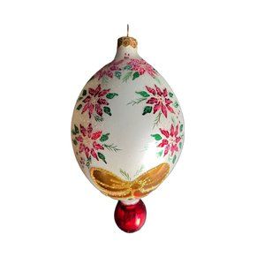 Vintage Christopher Radko Poinsettia Elegance 1996 Ornament boxed Estate Ball